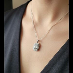 Zales Silver and White Gemstone Necklace